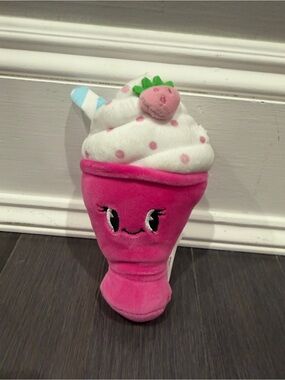 NWOT Target Pink & White Plush Strawberry Milk Shake Toy Plush Stuffed Animal